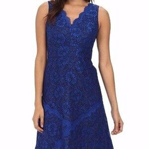 CALVIN KLEIN  CELESTIAL BLUE FIT/FLARE  SCALLOP LACE COCKTAIL DRESS SZ10 NWT